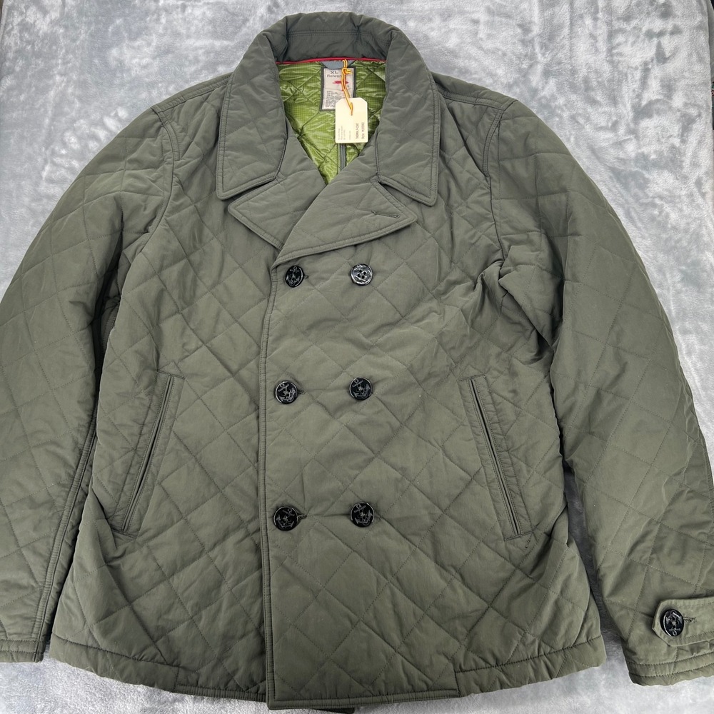 New Relwen Thermal P-Coat Mens‎ XL Olive Green Quilted Double Breasted Huckberry